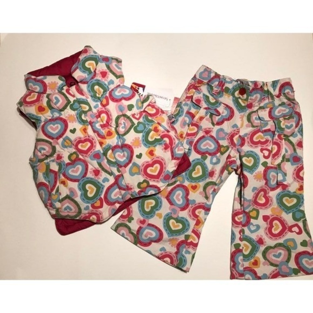 One Kid Colorful Heart Print Vest Pants Set Fun Toddler Outfit Playwear Sz 18 m